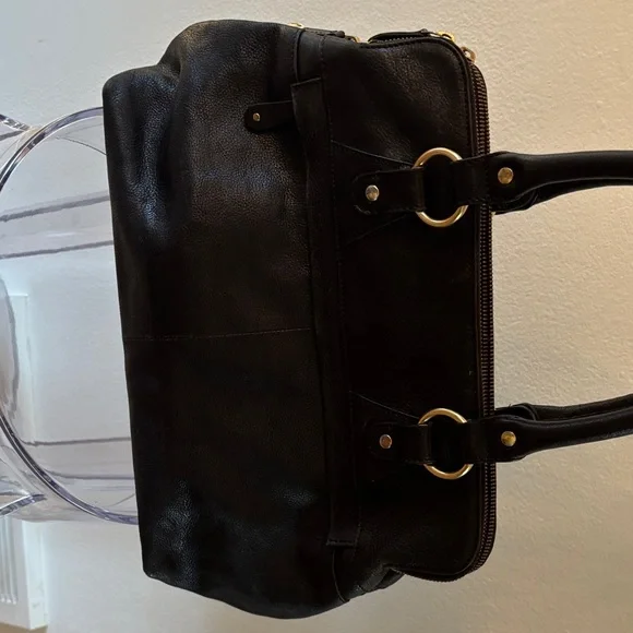 Modalu Pippa 2011 Black Leather Handbag with Gold Accents - Picture 10 of 13